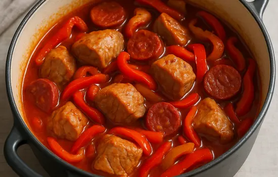 Sauté de porc au chorizo et aux poivrons à la basquaise