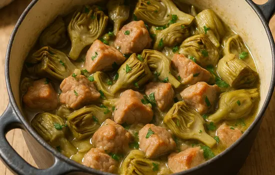 Sauté de porc aux artichauts à l’ancienne