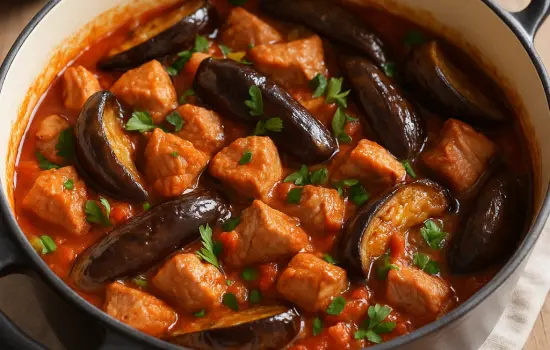 Sauté de porc aux aubergines à la provençale