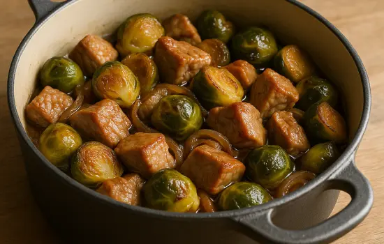 Sauté de porc aux choux de Bruxelles à l’ancienne