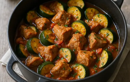 Sauté de porc aux courgettes à la provençale