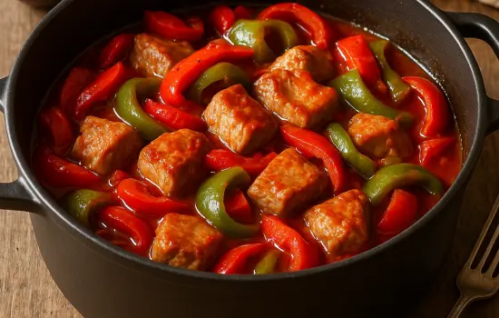 Sauté de porc aux poivrons à la basquaise