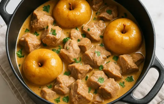 Sauté de veau au cidre et aux pommes à la normande