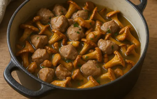 Sauté de veau aux girolles à l’ancienne
