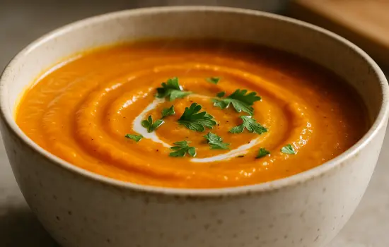 Soupe de carottes rôties au gingembre et lait de coco