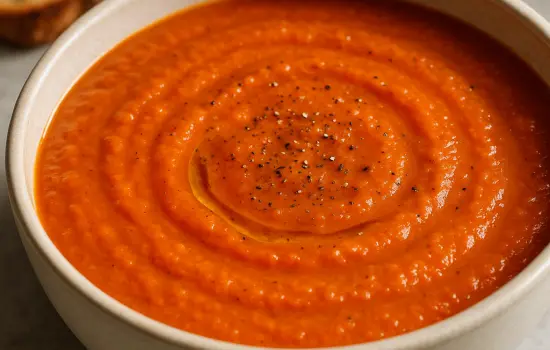 Soupe de poivrons rôtis et lentilles corail