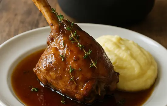 Souris d’agneau confites au miel et au thym