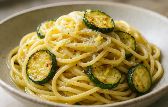 Spaghetti au citron, parmesan et courgettes