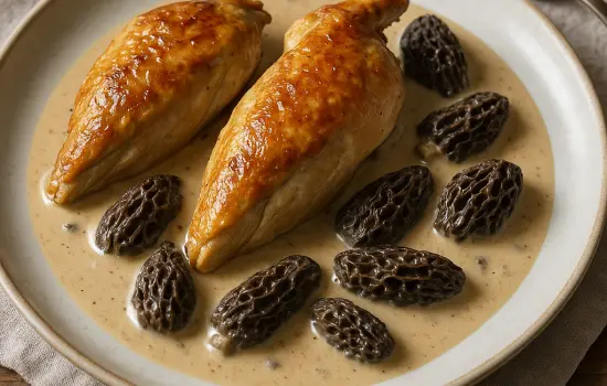 Suprêmes de pintade à la crème et aux morilles