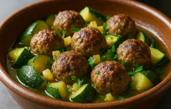 Tajine de boulettes d’agneau aux courgettes et citron confit
