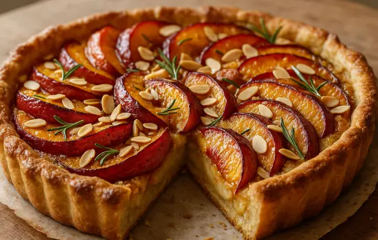 Tarte aux nectarines, amandes et romarin facile