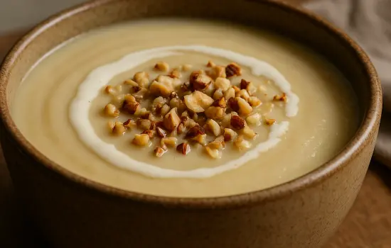 Velouté de panais, pomme et noisettes